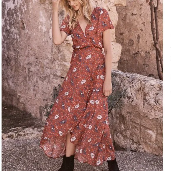 Auguste The Label Valentina Fiesta Floral Wrap Maxi Dress Size 6/Medium