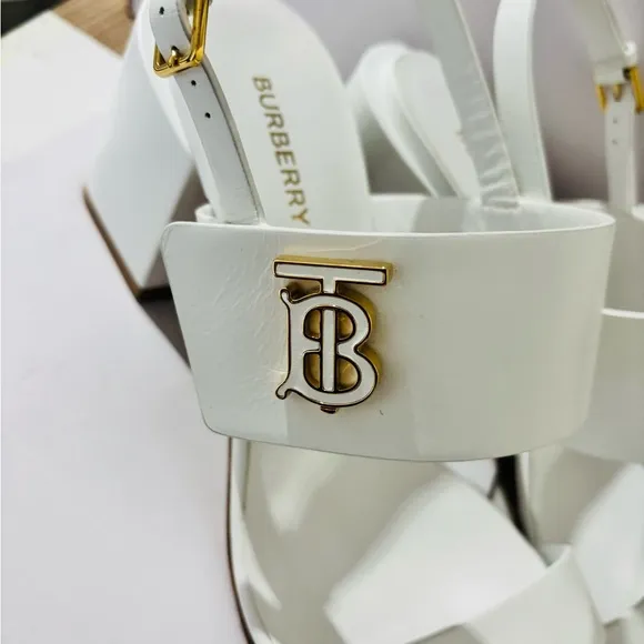 Authentic 💎Burberry Virginia Leather Monogram Slingback Sandals