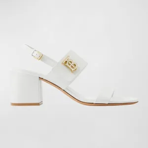 Authentic 💎Burberry Virginia Leather Monogram Slingback Sandals