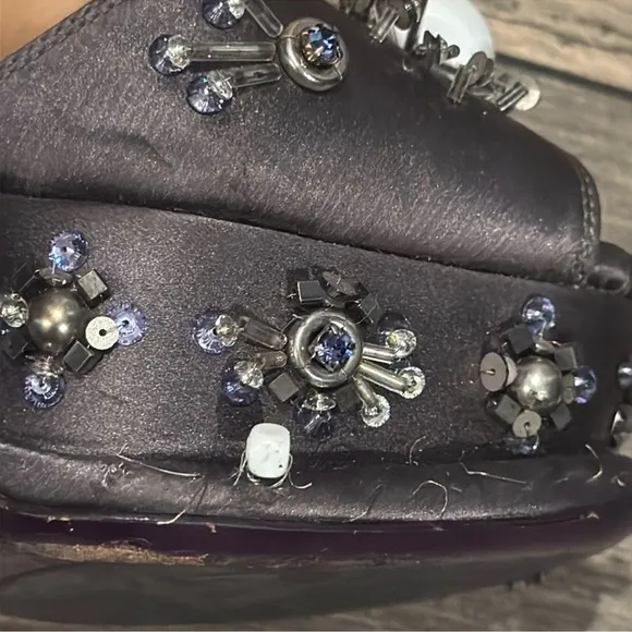 Authentic Prada luxury designer runway satin embellished platform heels sz 8