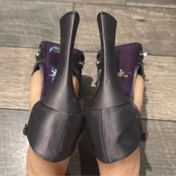 Authentic Prada luxury designer runway satin embellished platform heels sz 8