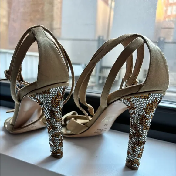 AUTHENTIC VALENTINO GARAVANI Satin Crystal Embellished Heeled Sandals