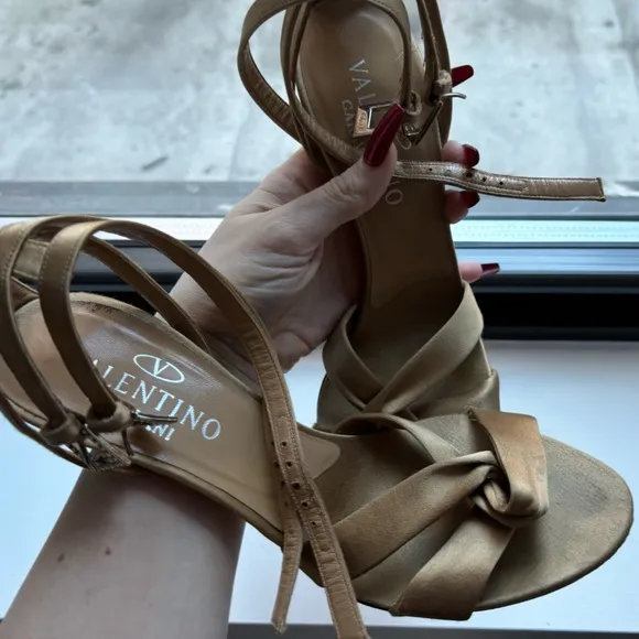 AUTHENTIC VALENTINO GARAVANI Satin Crystal Embellished Heeled Sandals
