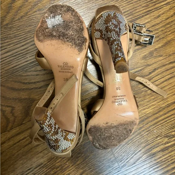 AUTHENTIC VALENTINO GARAVANI Satin Crystal Embellished Heeled Sandals