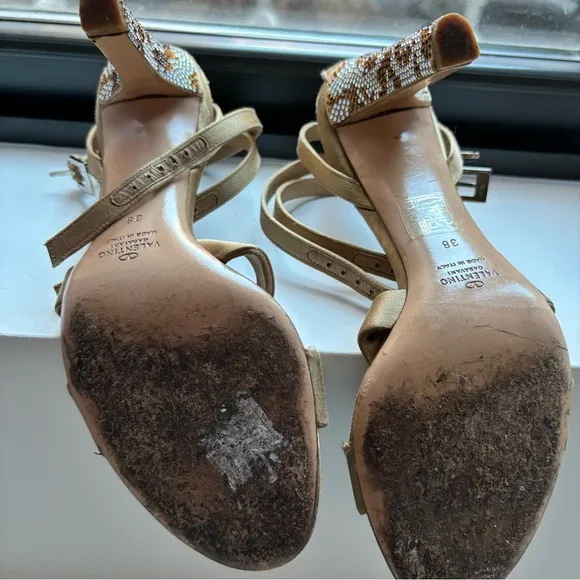 AUTHENTIC VALENTINO GARAVANI Satin Crystal Embellished Heeled Sandals