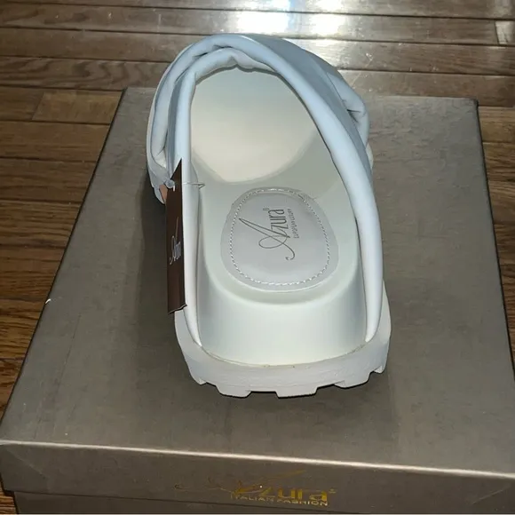 Azura by Spring Step Puffie Platform Slide Sandals Bone White Women’s Size 9