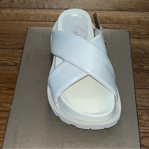 Azura by Spring Step Puffie Platform Slide Sandals Bone White Women’s Size 9