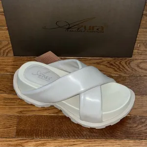 Azura by Spring Step Puffie Platform Slide Sandals Bone White Women’s Size 9