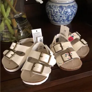 Baby Gap Buckle Sandals Set Size 1 0-3M White Floral Spring Summer Shoes NWT!!