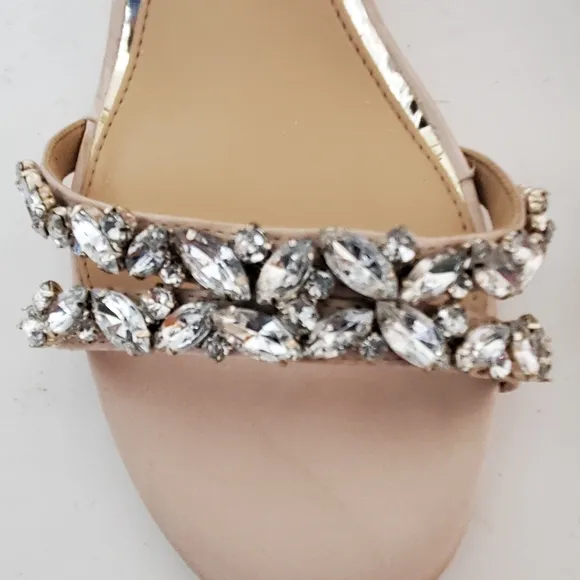Badgley Mischka Caroline blush satin jewel Embellished ankle strap Shoe 8.5
