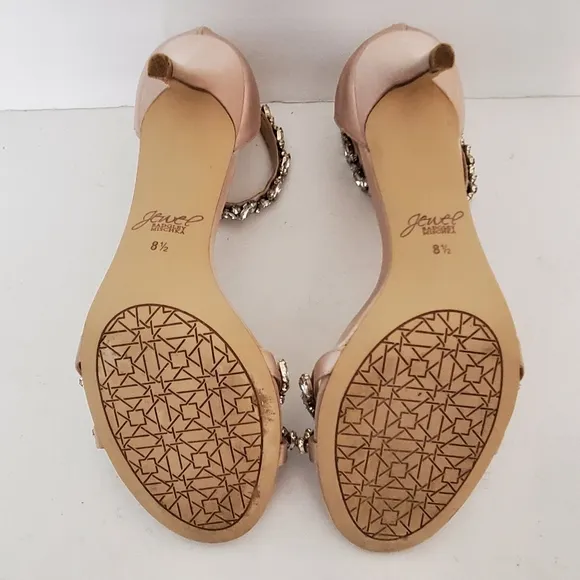 Badgley Mischka Caroline blush satin jewel Embellished ankle strap Shoe 8.5