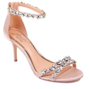 Badgley Mischka Caroline blush satin jewel Embellished ankle strap Shoe 8.5