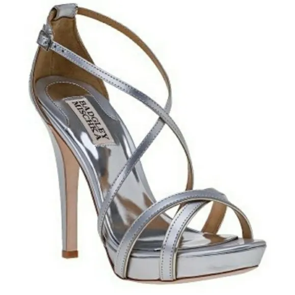 Badgley Mischka Fierce Ankle Strap Silver/Gold Heeled Sandals - 8.5