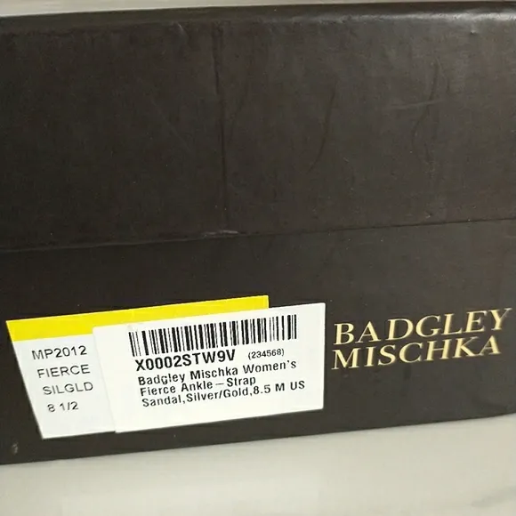 Badgley Mischka Fierce Ankle Strap Silver/Gold Heeled Sandals - 8.5