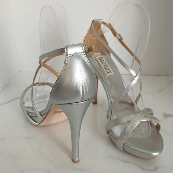 Badgley Mischka Fierce Ankle Strap Silver/Gold Heeled Sandals - 8.5