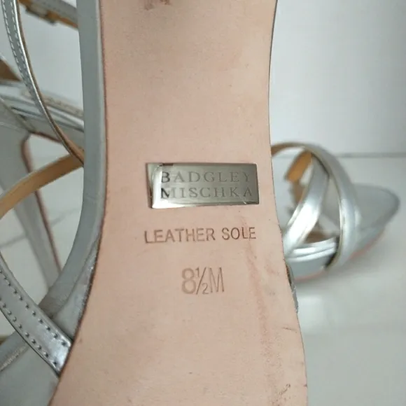 Badgley Mischka Fierce Ankle Strap Silver/Gold Heeled Sandals - 8.5