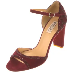 Badgley Mischka Maroon strass Jeweled Heels sandals