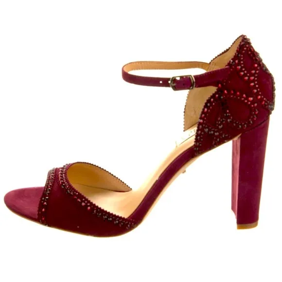 Badgley Mischka Maroon strass Jeweled Heels sandals