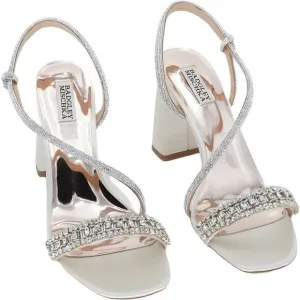 Badgley Mischka Naomi Heeled Sandal, Elegant Ivory Satin - Size 11 US