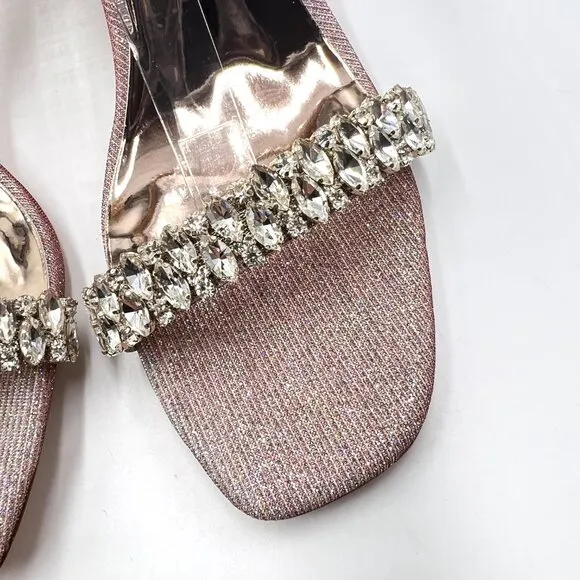 Badgley Mischka Womens 10 Harriet Pink Silver Jeweled Dress Sandals Heels Shoes