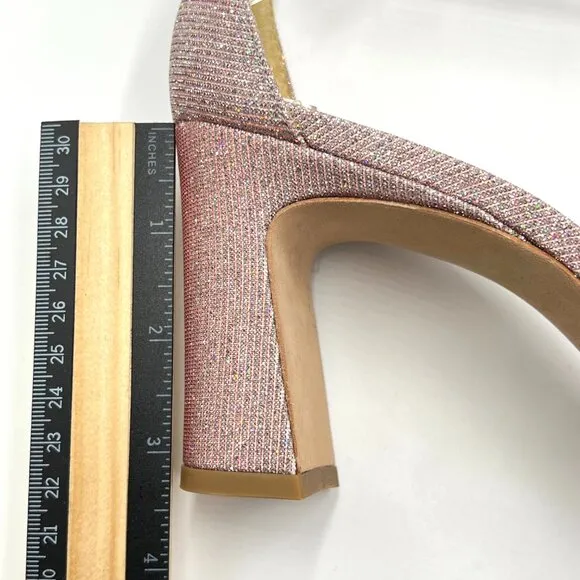 Badgley Mischka Womens 10 Harriet Pink Silver Jeweled Dress Sandals Heels Shoes