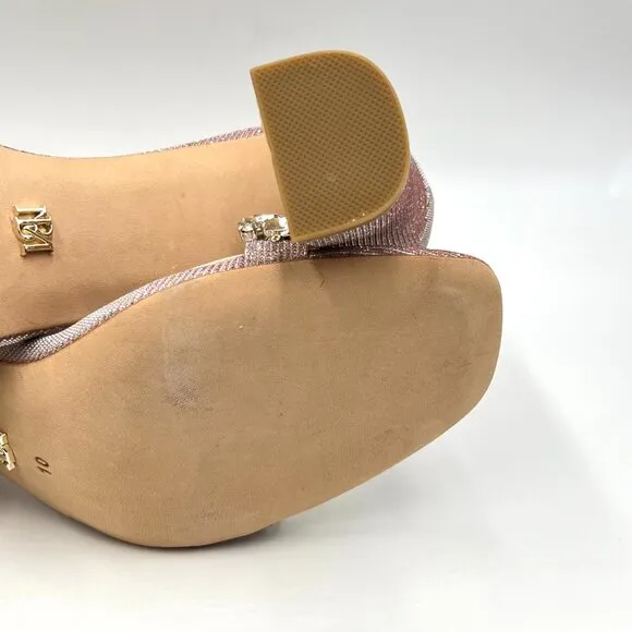 Badgley Mischka Womens 10 Harriet Pink Silver Jeweled Dress Sandals Heels Shoes
