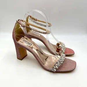 Badgley Mischka Womens 10 Harriet Pink Silver Jeweled Dress Sandals Heels Shoes