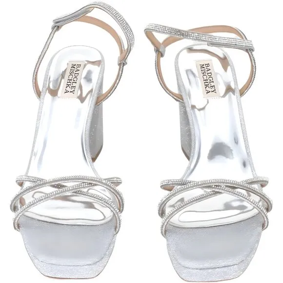 Badgley Mischka Women's Frida Heeled Sandal, Silver, Size 10