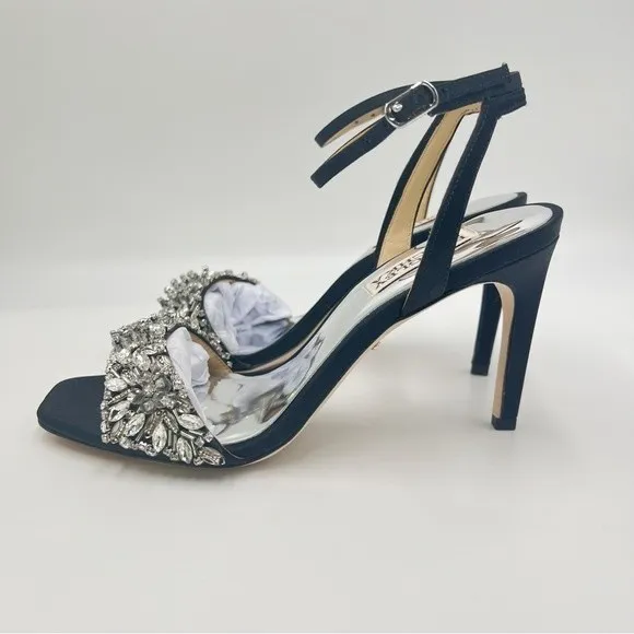 Badgley Mischka Women's Rider MP5921 Black Jeweled Dress Sandals Heels 6 NEW