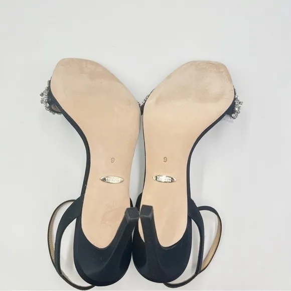 Badgley Mischka Women's Rider MP5921 Black Jeweled Dress Sandals Heels 6 NEW