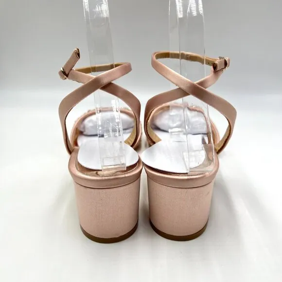 Badgley Mischka Womens Size 8 Taylin Pink Floral Jewel Dress Sandals Heels Shoes