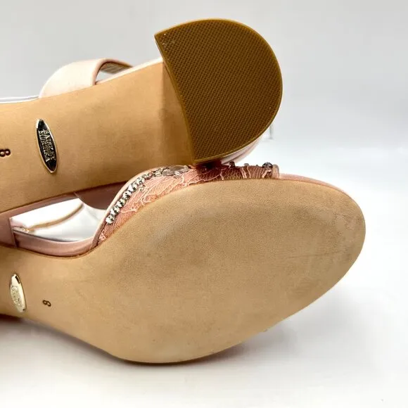 Badgley Mischka Womens Size 8 Taylin Pink Floral Jewel Dress Sandals Heels Shoes