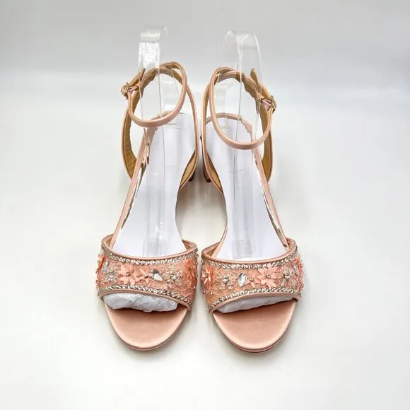 Badgley Mischka Womens Size 8 Taylin Pink Floral Jewel Dress Sandals Heels Shoes
