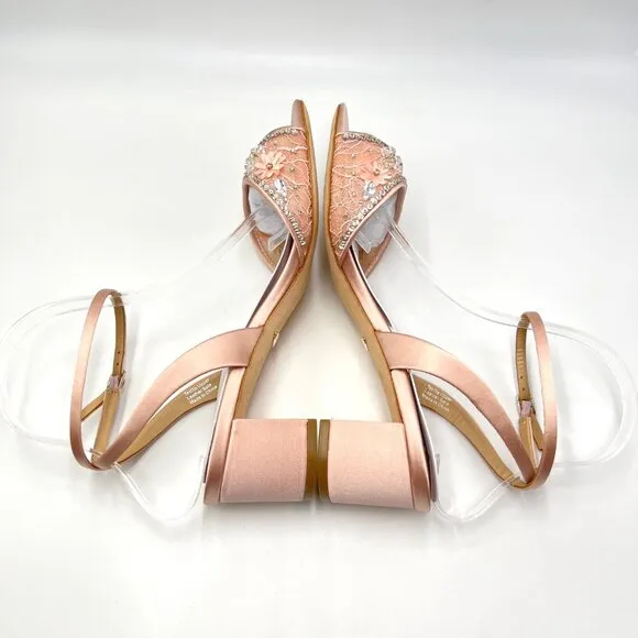 Badgley Mischka Womens Size 8 Taylin Pink Floral Jewel Dress Sandals Heels Shoes