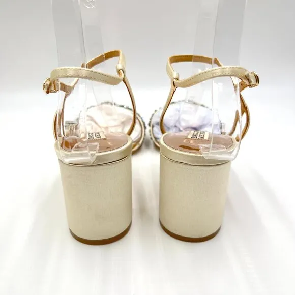Badgley Mischka Womens Size 9 Blaine Ivory White Jewel Dress Sandals Heels Shoes