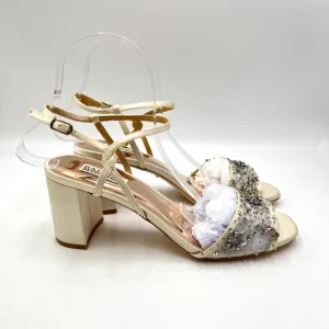 Badgley Mischka Womens Size 9 Blaine Ivory White Jewel Dress Sandals Heels Shoes