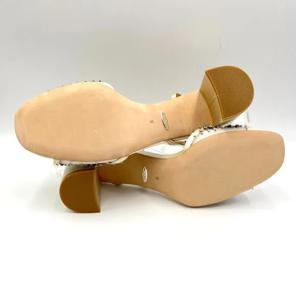 Badgley Mischka Womens Size 9 Blaine Ivory White Jewel Dress Sandals Heels Shoes