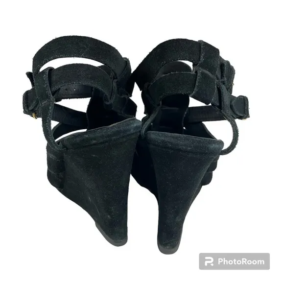Balenciaga Black Suede Wedge Sandals Size 39