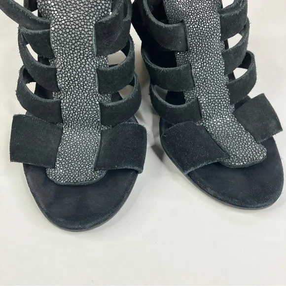 Balenciaga Black Suede Wedge Sandals Size 39