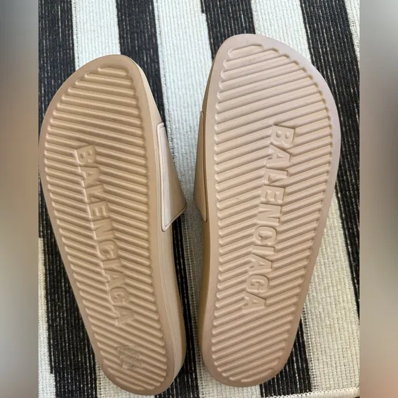 Balenciaga pool slide sandals in beige. Size 10 never worn
