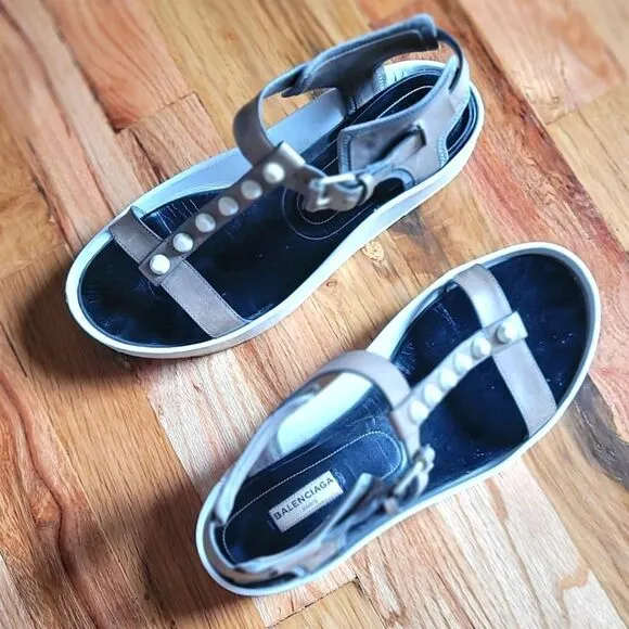Balenciaga Studded Platform T Strap Sandals Size 40(9.5US)