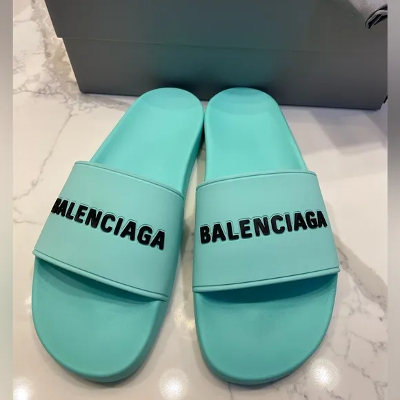 Balenciaga Women's Logo Pool Slides Sandals 10 US /40 EU