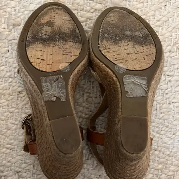 BANANA REPUBLIC CORK AND LEATHER WEDGE SANDALS- SIZE 5.5