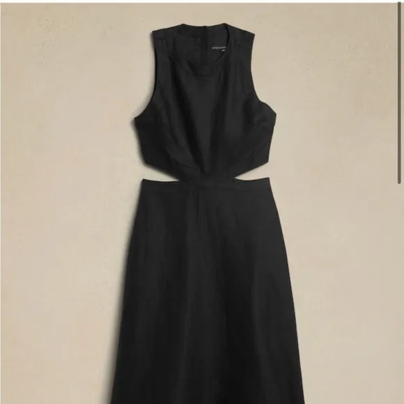 Banana Republic LINA LINEN CUTOUT MIDI DRESS