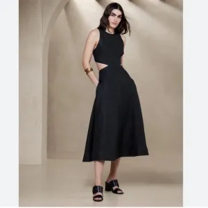 Banana Republic LINA LINEN CUTOUT MIDI DRESS