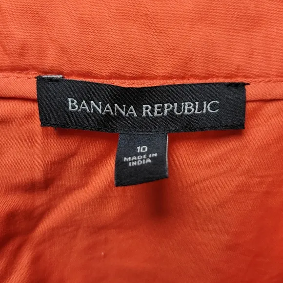 Banana Republic Red Orange Eyelet Floral Midi Skirt Size 10