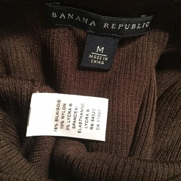 BANANA REPUBLIC Silk Blend SPRING SUMMER Henley Pullover SWEATER, BROWN, Size M