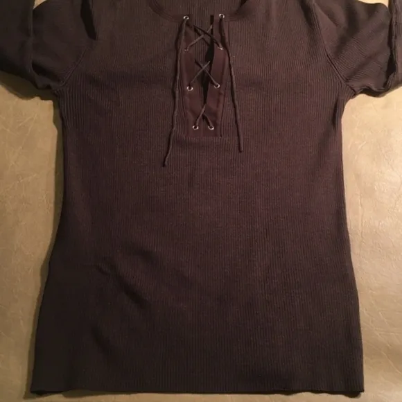 BANANA REPUBLIC Silk Blend SPRING SUMMER Henley Pullover SWEATER, BROWN, Size M