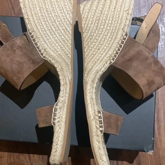 banana republic women’s 11 espadrille wedge sandal Tobacco Brown Suede NWT