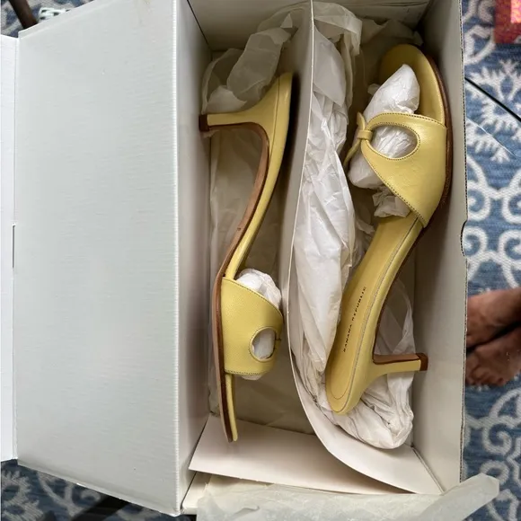 Banana Republic Women's Yellow  Leather Kitten Heel Sandals size 8